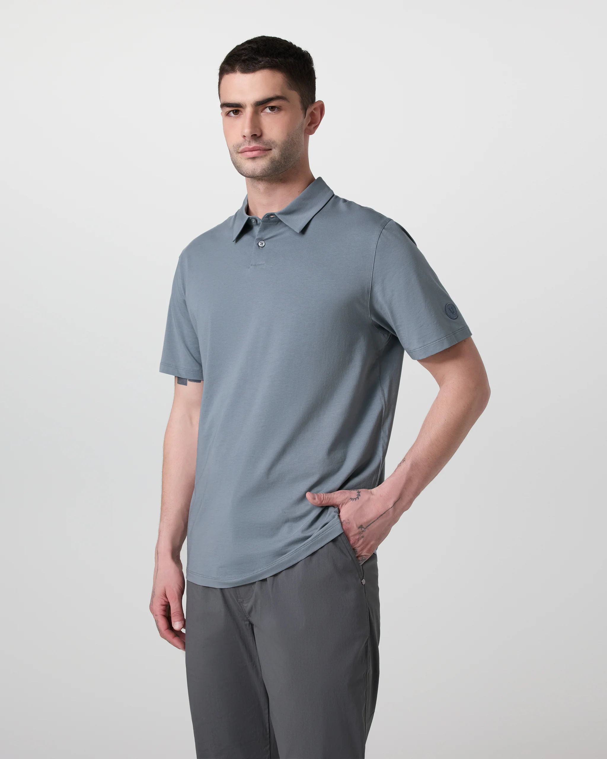 Short Sleeve Feather Polo