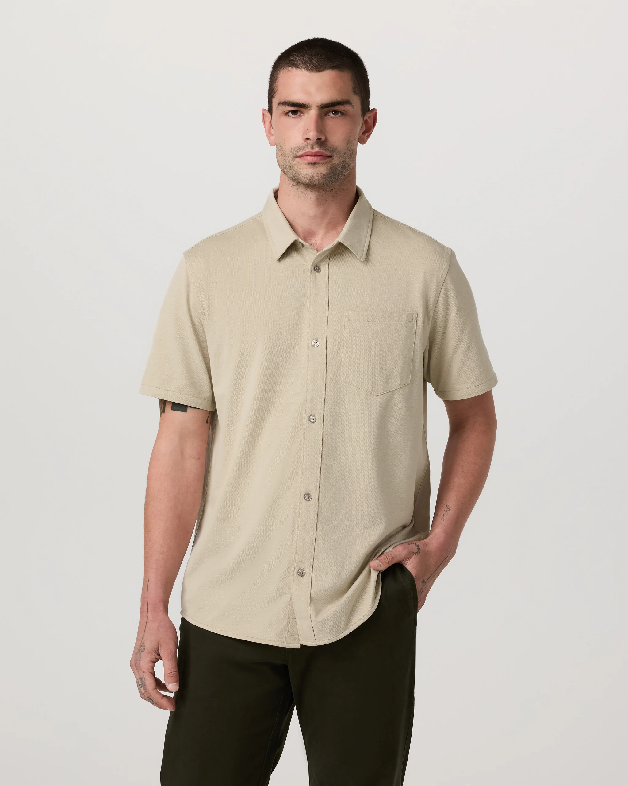 Short Sleeve Knit Oxford Button Down - Classic Fit